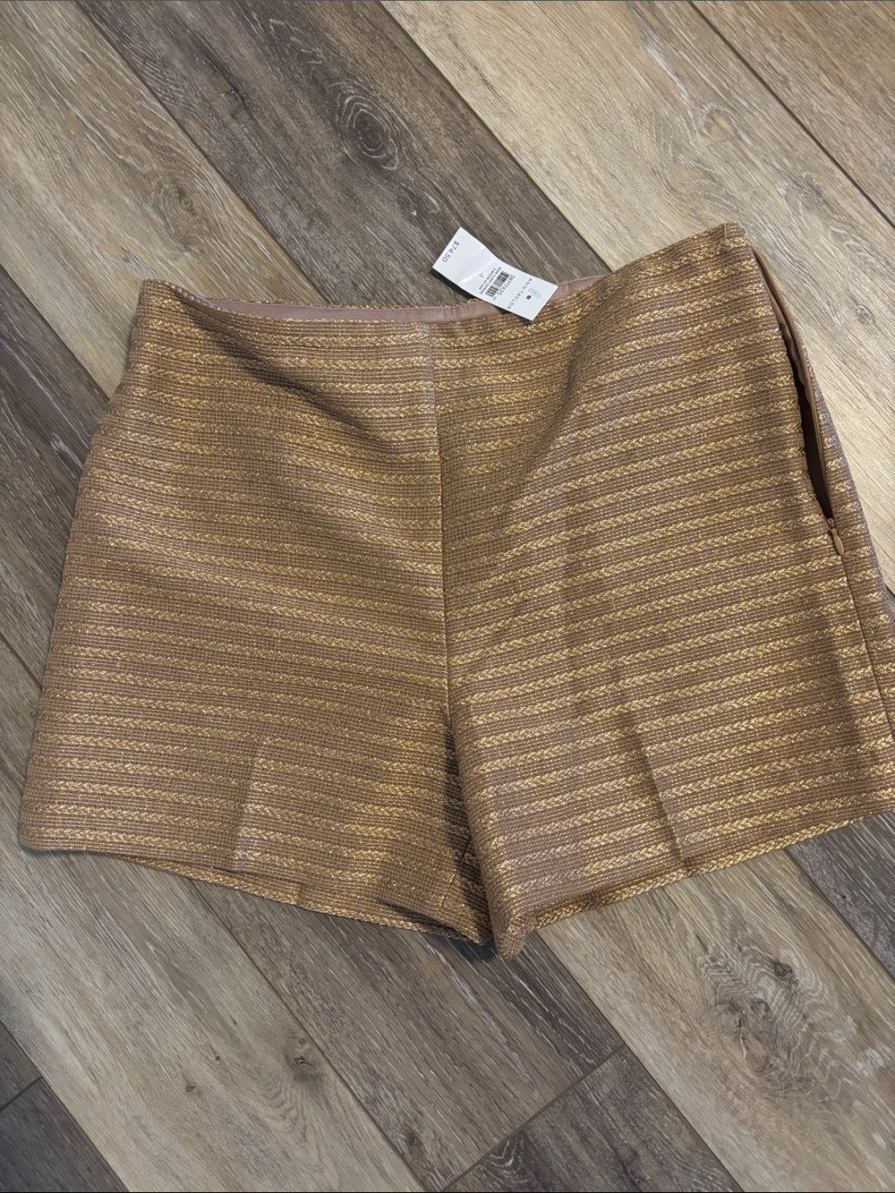 Ann Taylor Metallic Gold High-Waist Textured Shorts